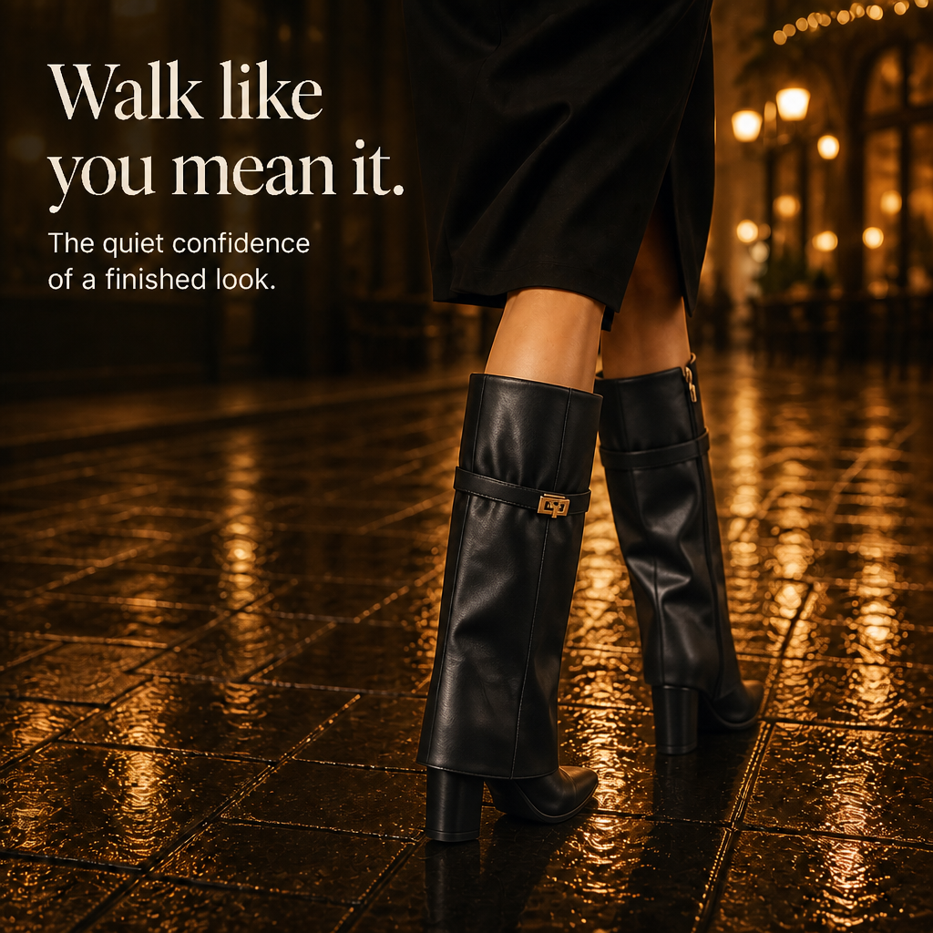 Mellina | Bottes hautes à bout pointu et boucle dorée