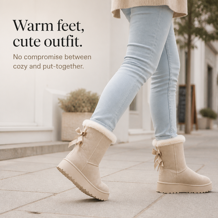 Shaleen | Bottes d'hiver à plateforme et à nœud, doublées en peluche