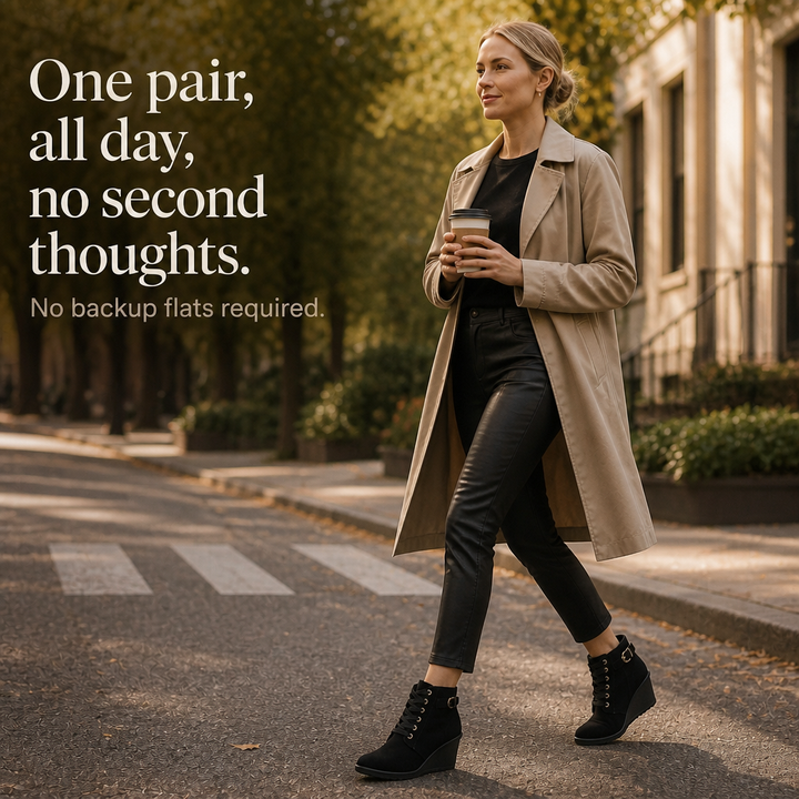 Lauralie | Water-Repellent Side-Zip Wedge Ankle Boots