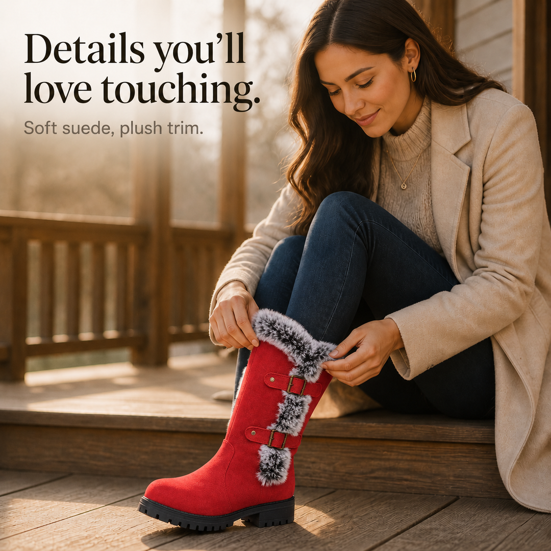 Presley | Bottes d'hiver hautes en daim bordées de fourrure
