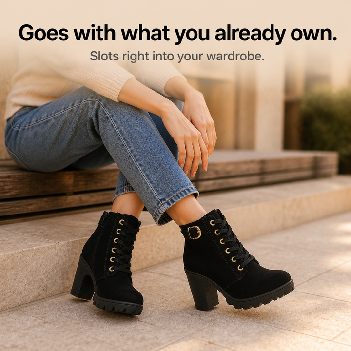 Ayushi | Bottines Sole à gros talon carré