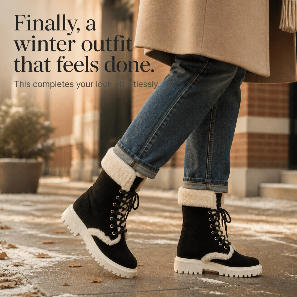Georgiana | Bottines mi-mollet à lacets doublées en peluche