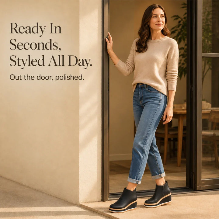 Colombe | Smooth Side-Zip Wedge Ankle Boots