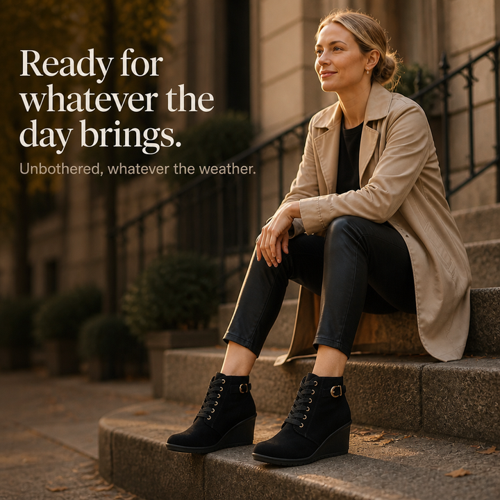 Lauralie | Water-Repellent Side-Zip Wedge Ankle Boots