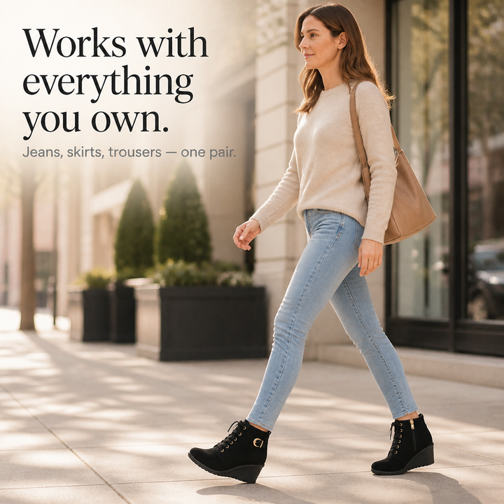 Corine | Buckle-Strap Concealed Wedge Ankle Boots