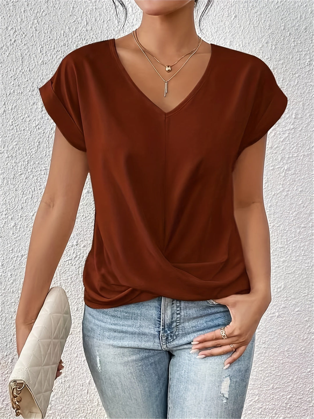 Cleo Sweetheart Neckline T-Shirt - Red