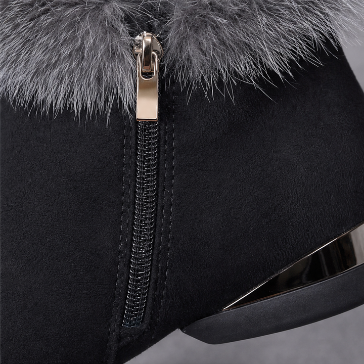 Johanne | Bottines en cuir synthétique à bordure en peluche