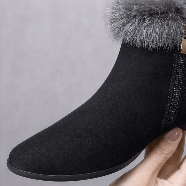 Johanne | Bottines en cuir synthétique à bordure en peluche