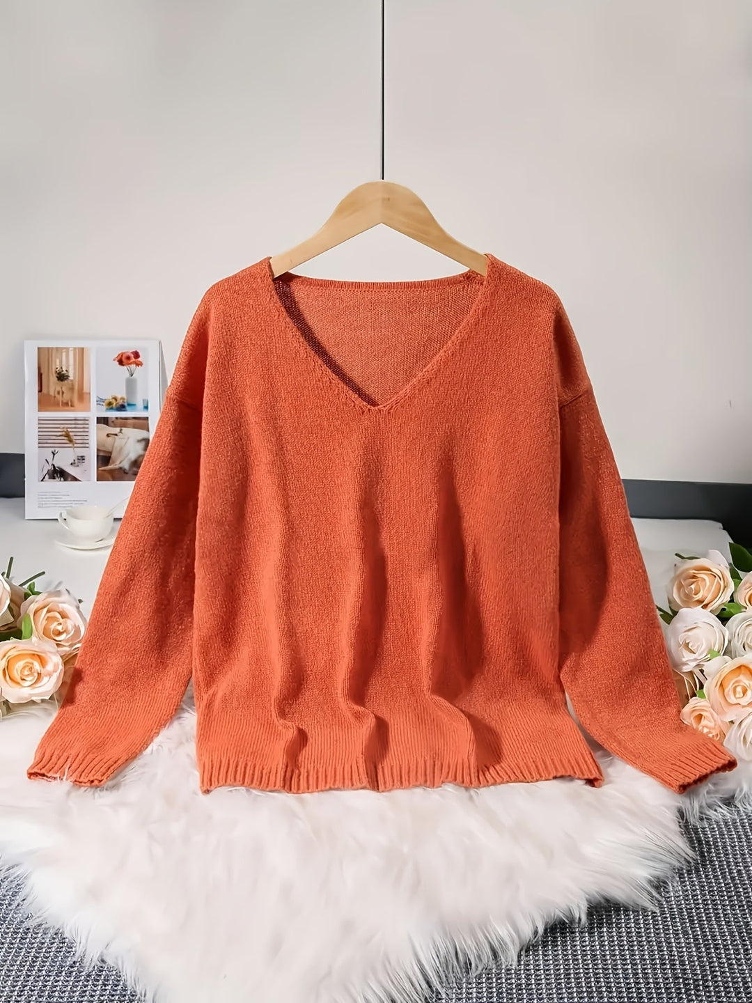 Lianne | Pull pelucheux à col en V