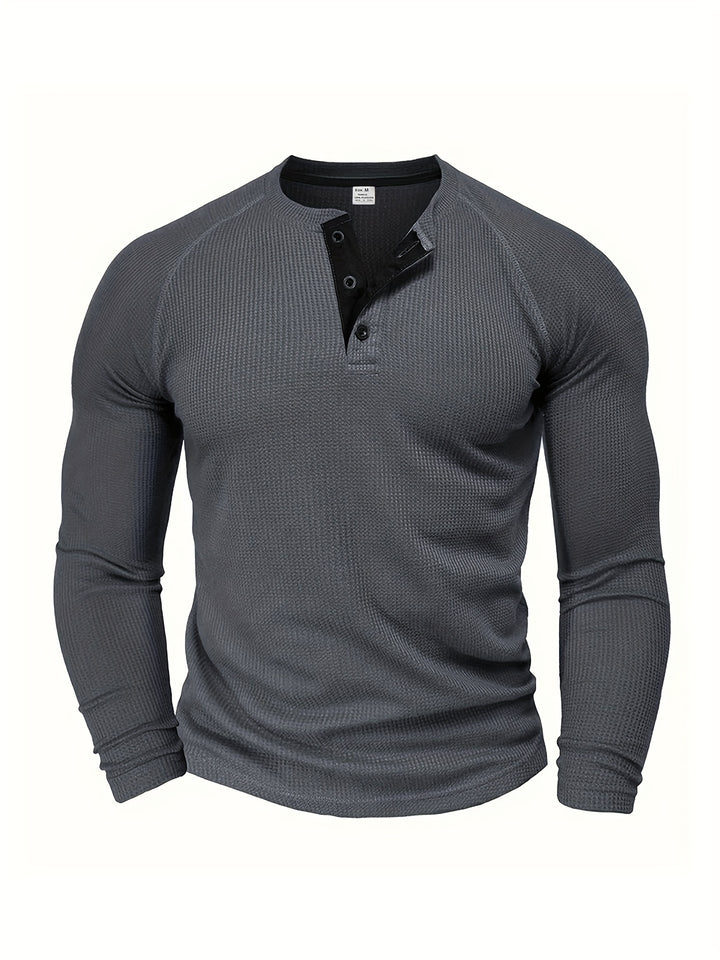 Reid | Waffle-Knit Henley Long Sleeve