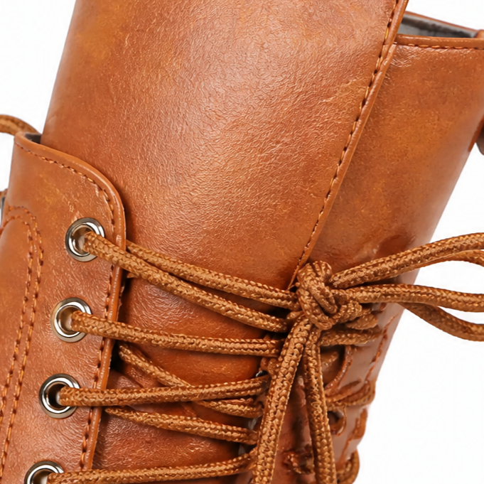 Zeyna | Adjustable Wrap-Lace Mid-Calf Combat Boots