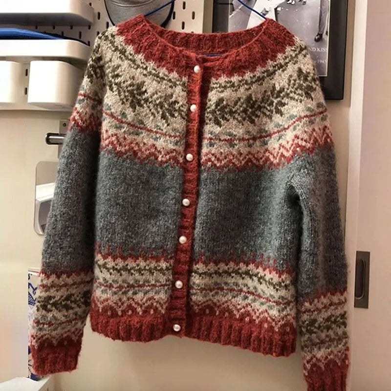 Luci | Fair Isle Knit Button-Up Cardigan