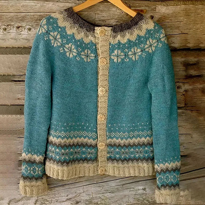 Nellie | Fair Isle Knit Button-Up Cardigan