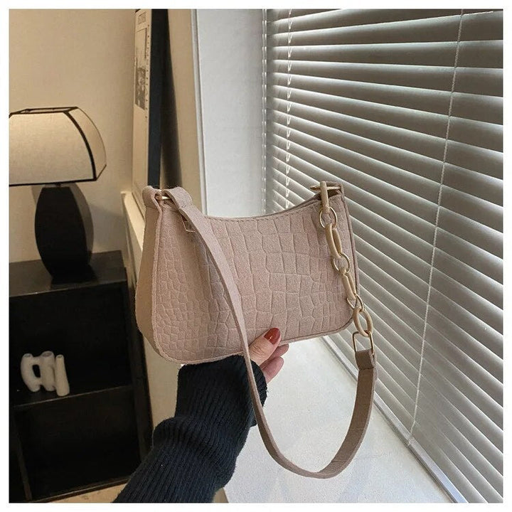 Sable | Elegant Shoulder Bag In Crocodile-Embossed Design