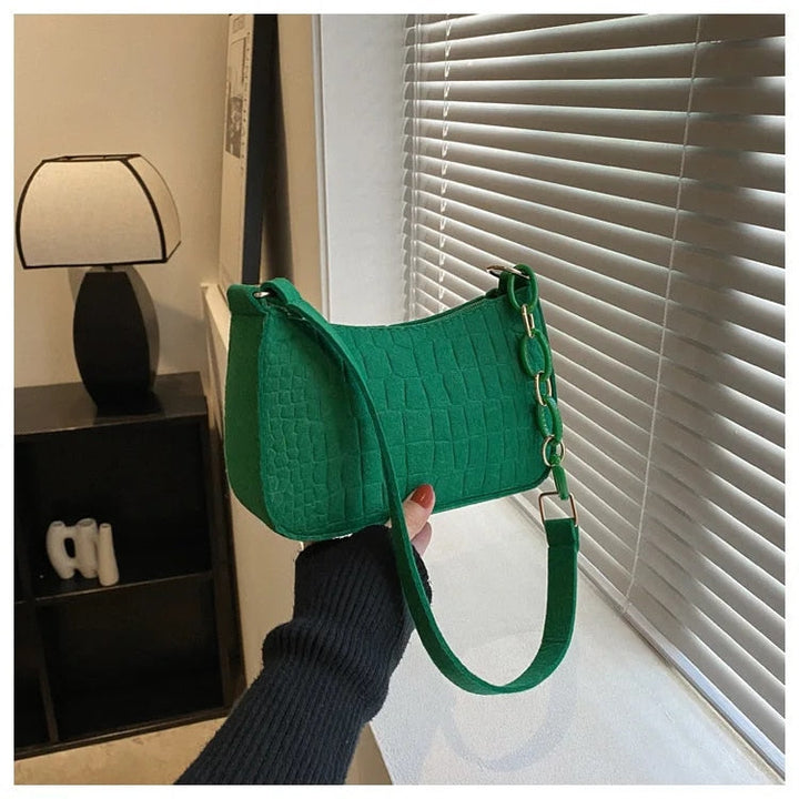 Sable | Elegant Shoulder Bag In Crocodile-Embossed Design