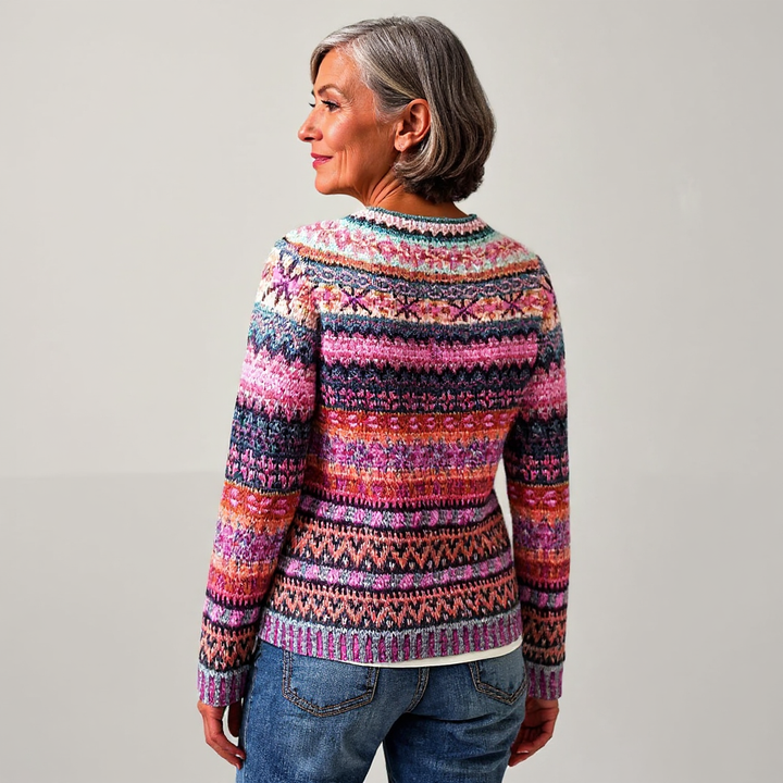 Katryn | Striped Knit Round Neck Sweater