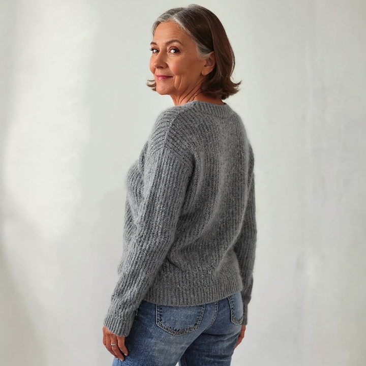 Lynn | Fluffy Knit Sweater With Sheep Print