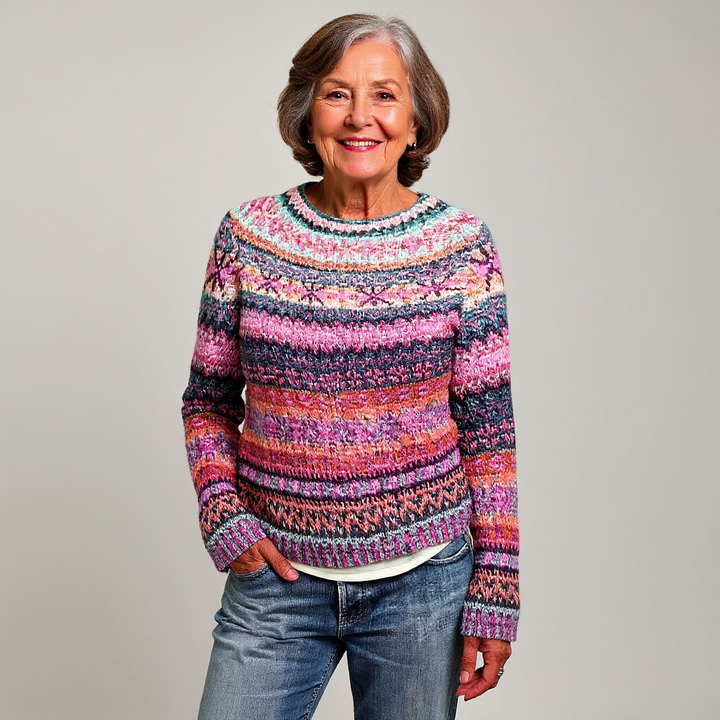 Katryn | Striped Knit Round Neck Sweater