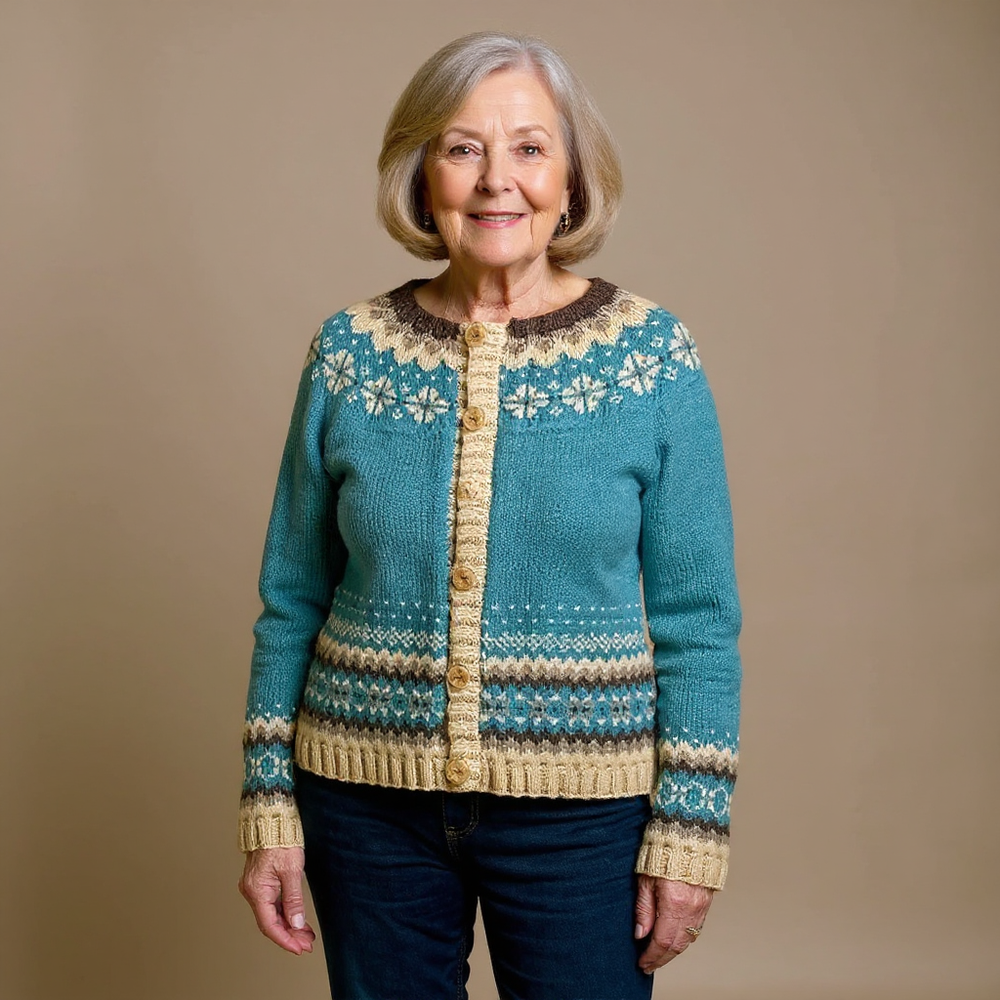 Nellie | Fair Isle Knit Button-Up Cardigan