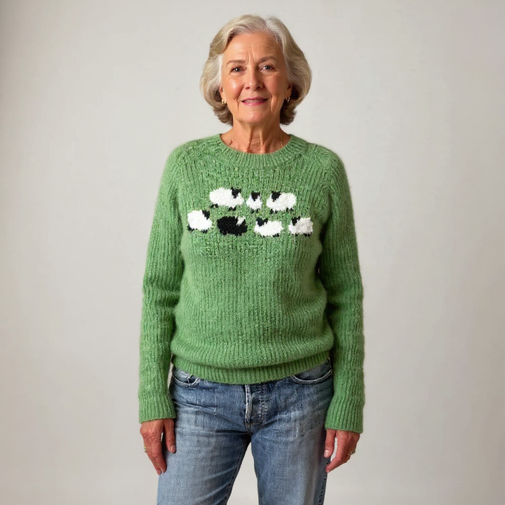 Miesha | Charming Sheep Intarsia Knit Sweater