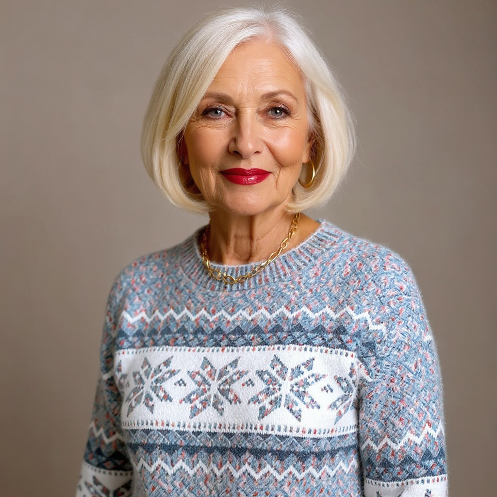 Catherine | Nordic Snowflake Knit Sweater