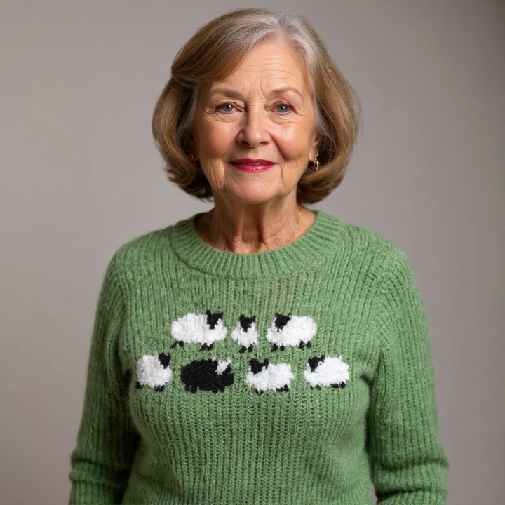 Miesha | Charming Sheep Intarsia Knit Sweater