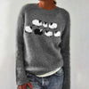 Lynn | Fluffy Knit Sweater With Sheep Print