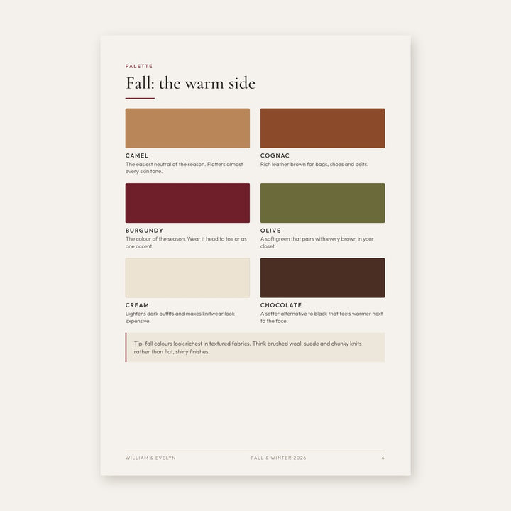 Fall colour palette page