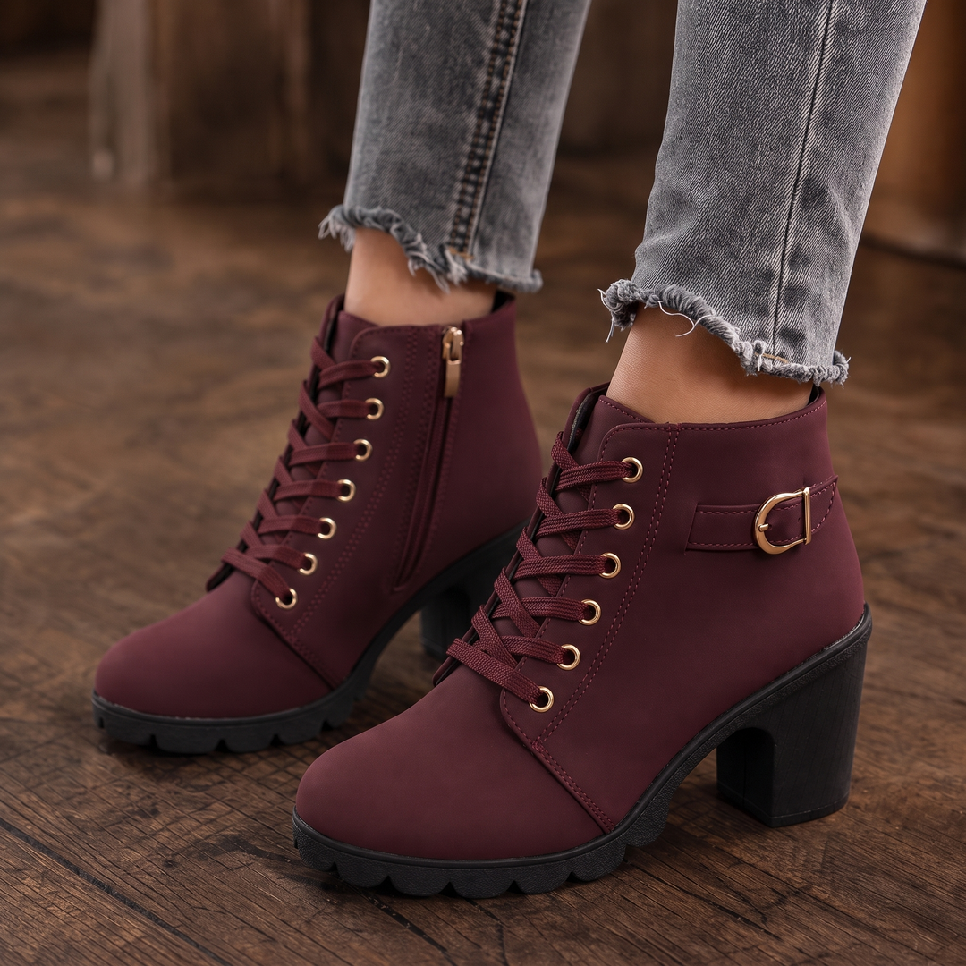 Lahna | Bottines à talons épais à lacets et boucle