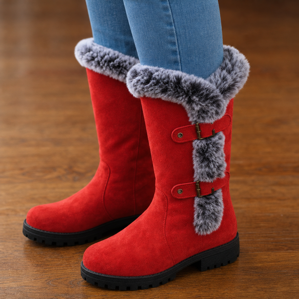 Presley | Bottes d'hiver hautes en daim bordées de fourrure