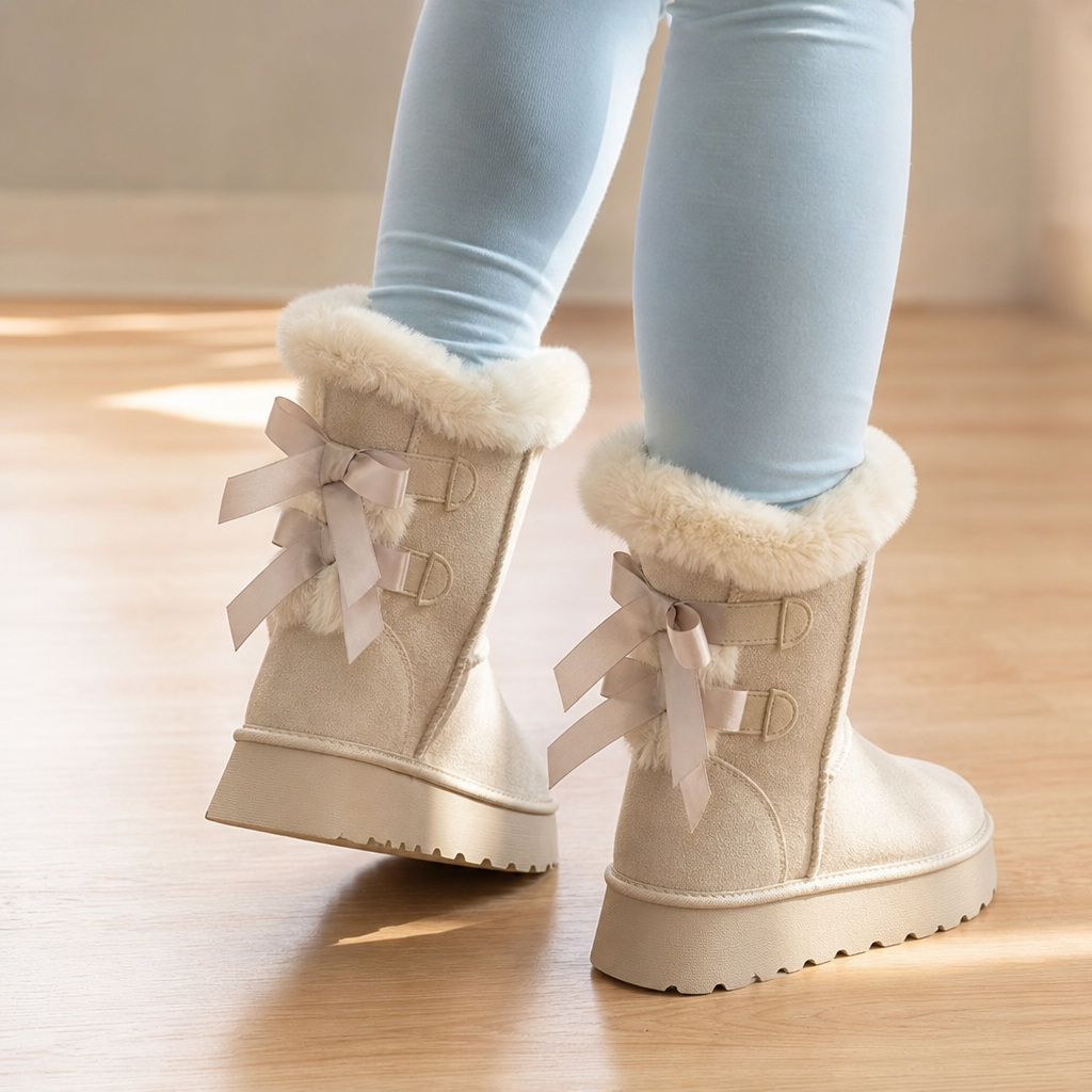 Shaleen | Bottes d'hiver à plateforme et à nœud, doublées en peluche