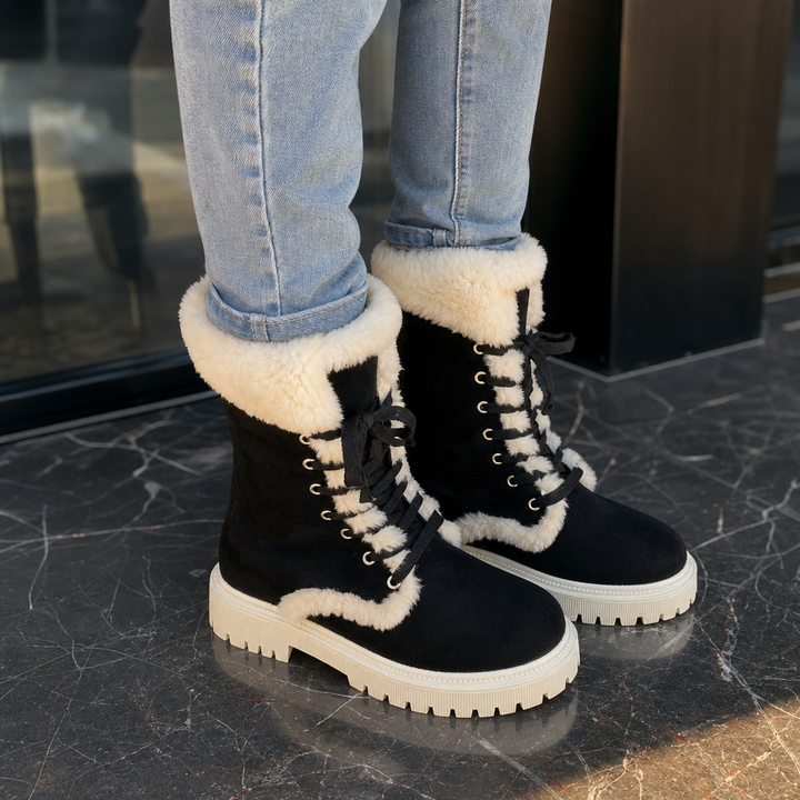 Georgiana | Bottines mi-mollet à lacets doublées en peluche