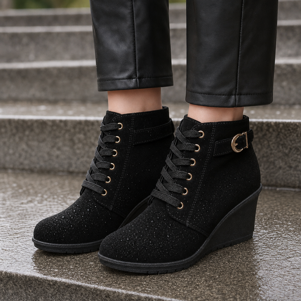 Lauralie | Water-Repellent Side-Zip Wedge Ankle Boots