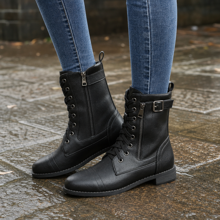 Amarah | Bottines à lacets et fermeture zippée latérale