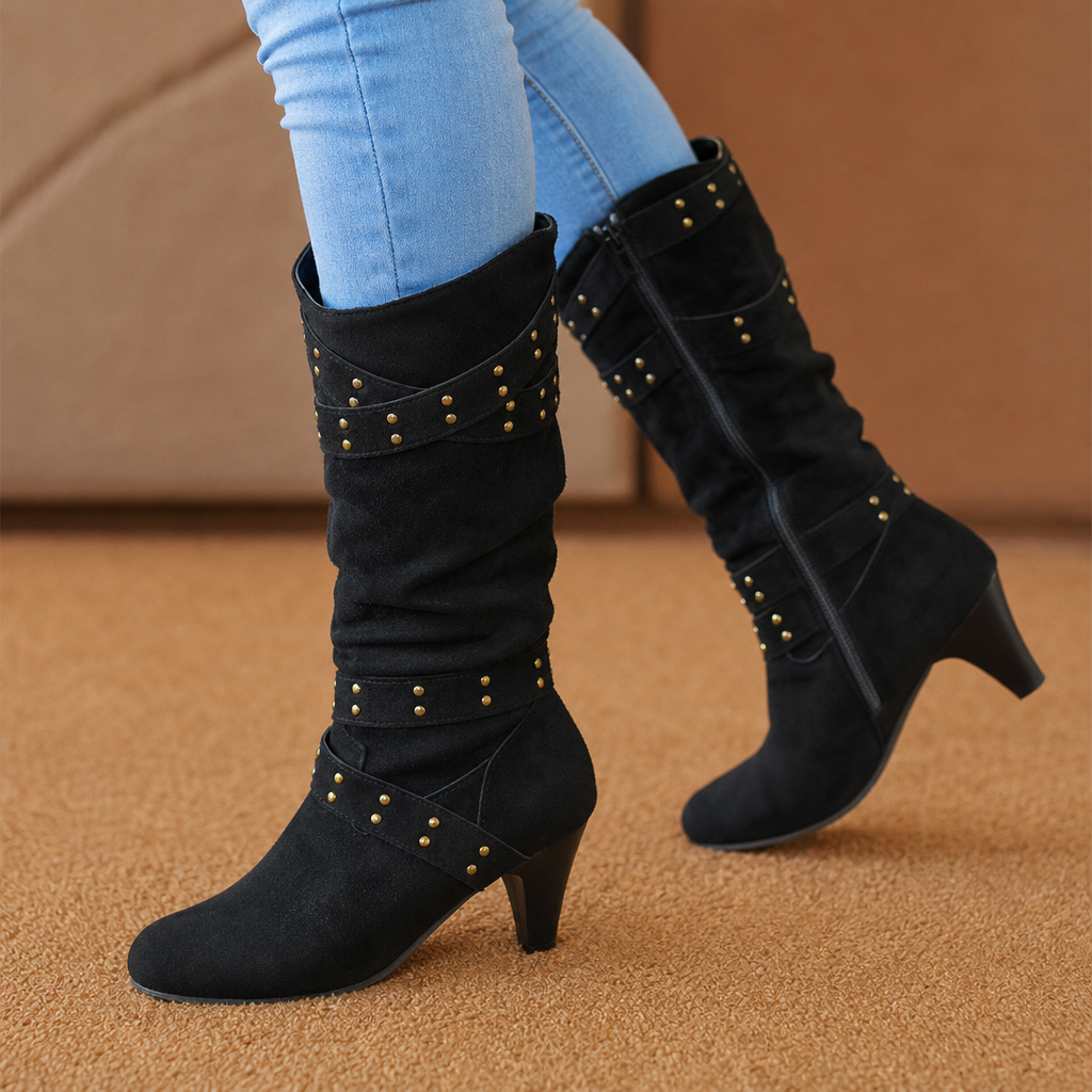 Rubab | Studded Slouch Knee-High Boots