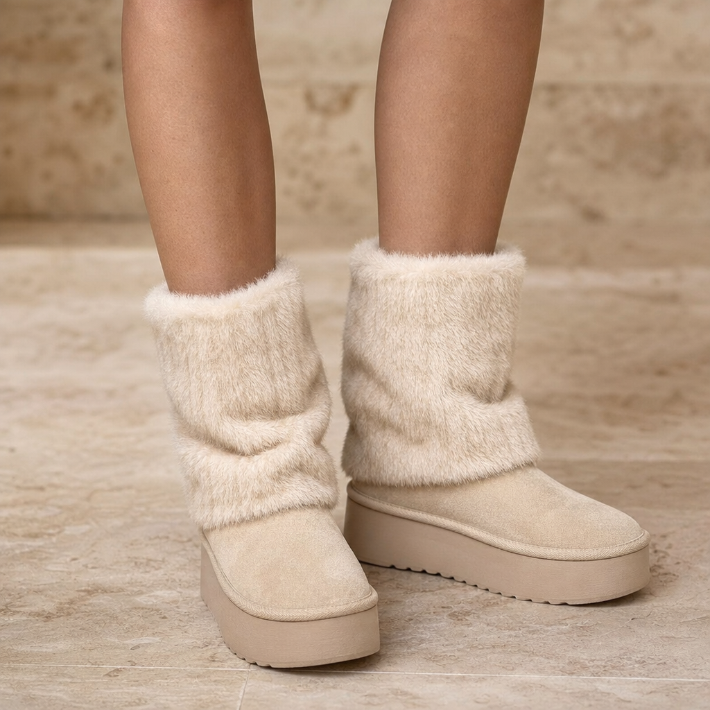 Carolanne | Bottes d'hiver mi-mollet à plateforme en fausse fourrure