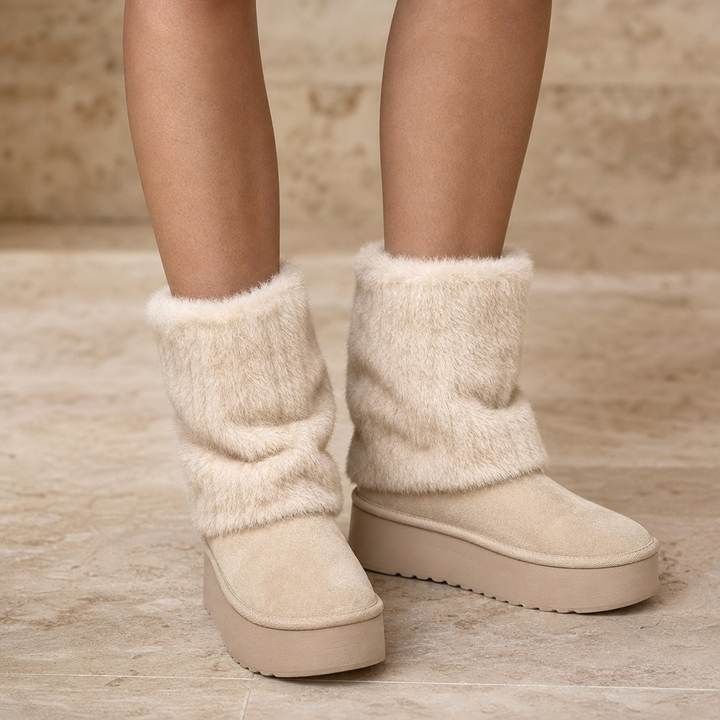 Carolanne | Bottes d'hiver mi-mollet à plateforme en fausse fourrure