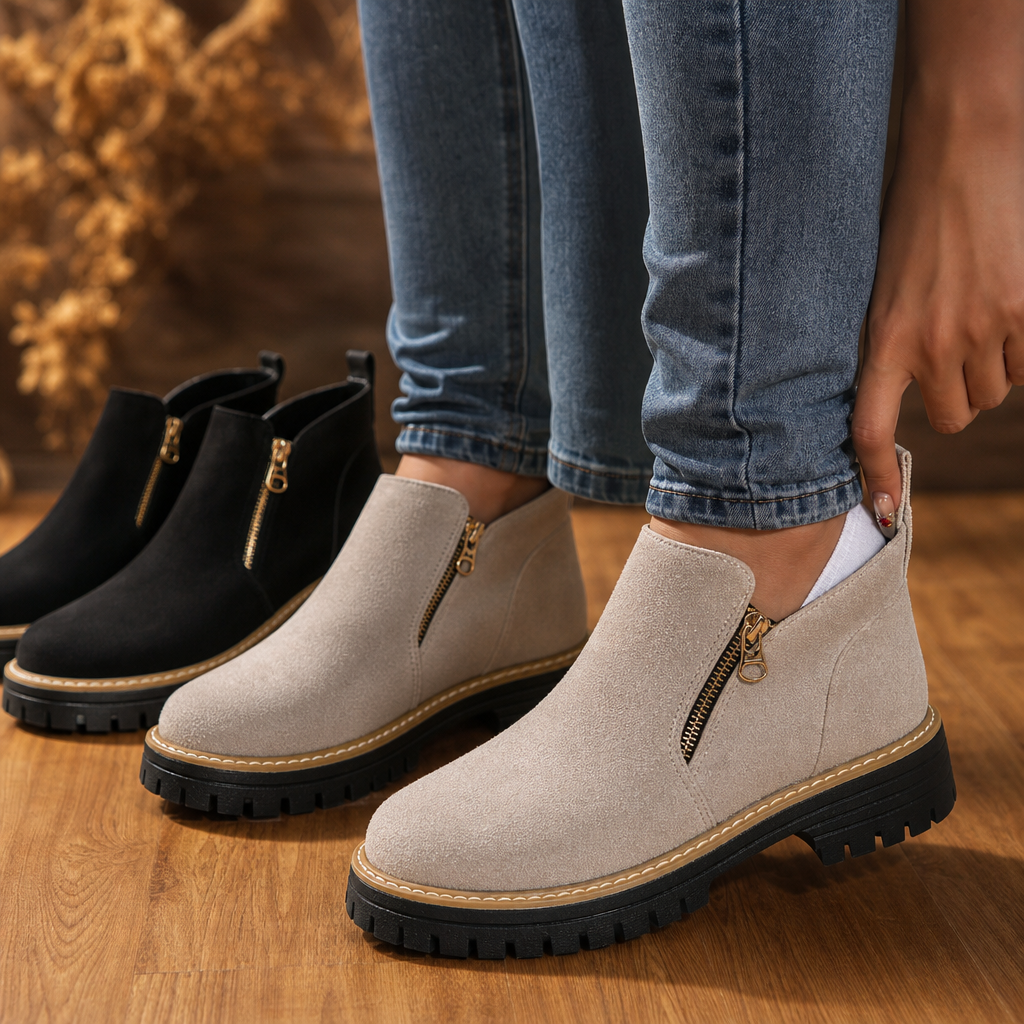 Rayaan | Bottines zippées à talon carré