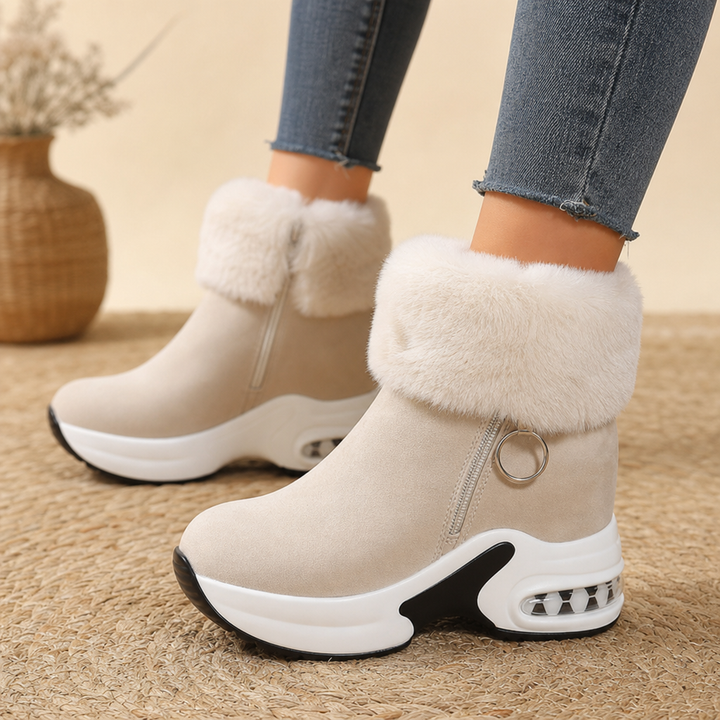 Hasna | Bottines à semelle épaisse avec bordure en fourrure synthétique