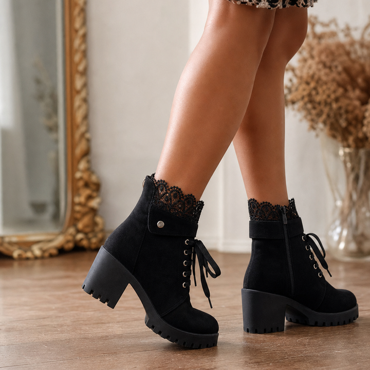 Brennan | Lace-Up Chunky Heel Ankle Booties