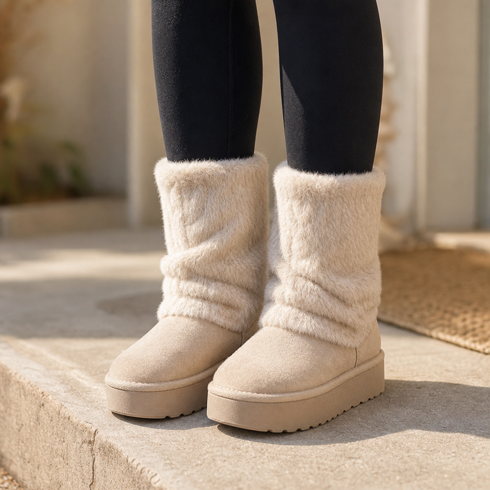 Carolanne | Bottes d'hiver mi-mollet à plateforme en fausse fourrure