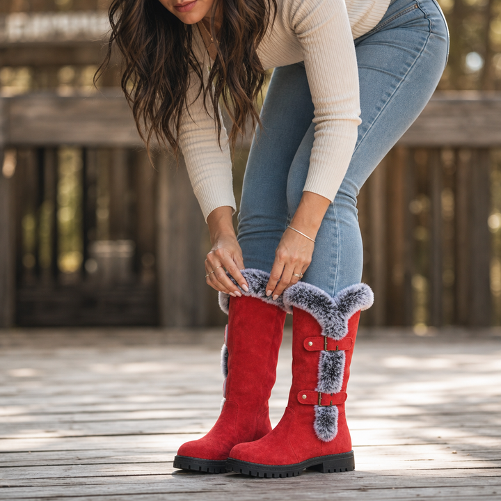 Presley | Bottes d'hiver hautes en daim bordées de fourrure