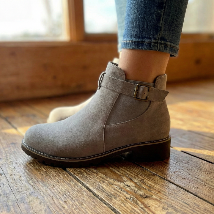 Lean | Suede-Look Buckle Ankle Booties