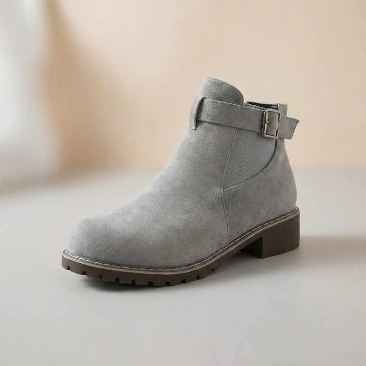 Lean | Suede-Look Buckle Ankle Booties