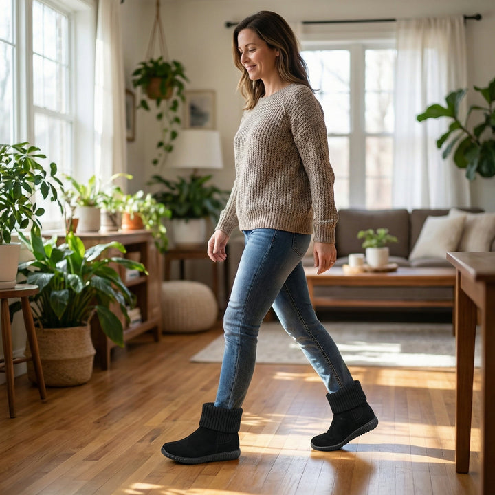 Lea-May | Bottines en daim à bord-côté en maille