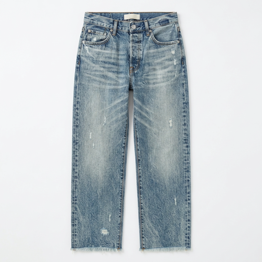 Ilya | Retro Fringed Cropped Straight Leg Jeans