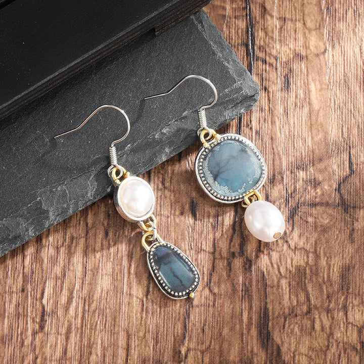 Brittani | Retro Blue Natural Stone Earrings
