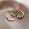 Wahenoor | Gold Multicolor Enamel Hoop Earrings