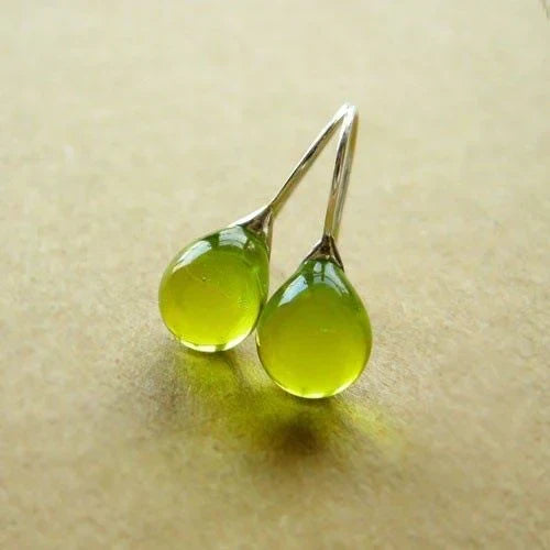 Fanie | Vintage Olive Glass Earrings