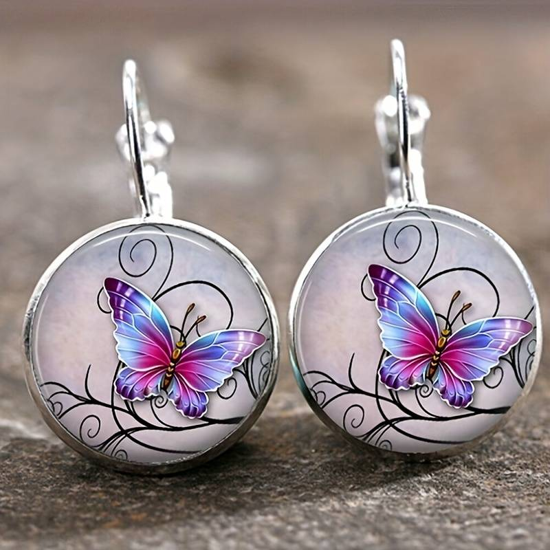 Eric | Vintage Rounded Crystal Butterfly Earrings